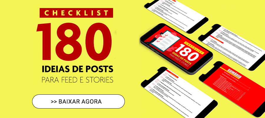 checklist com 180 ideias de conteudos para postar nas duas redes sociais