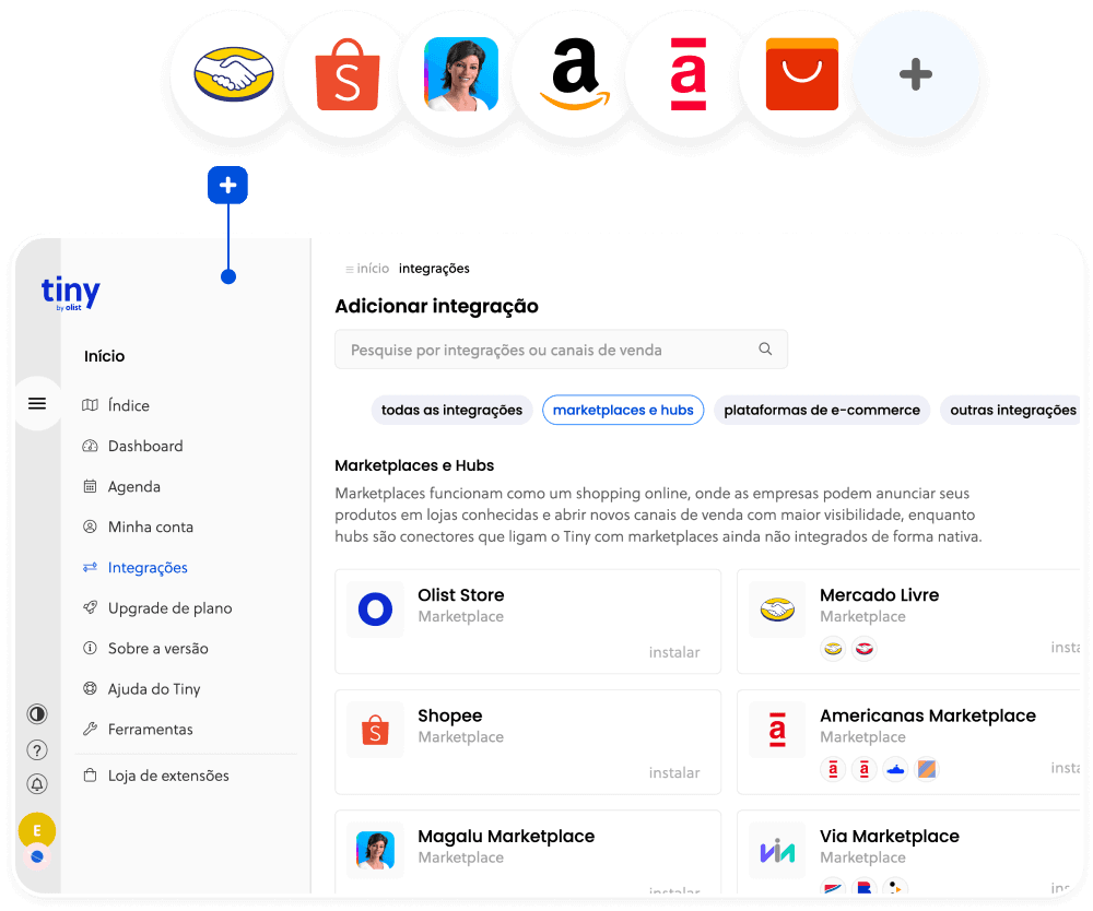 erp tiny olist hub de integração com plataformas