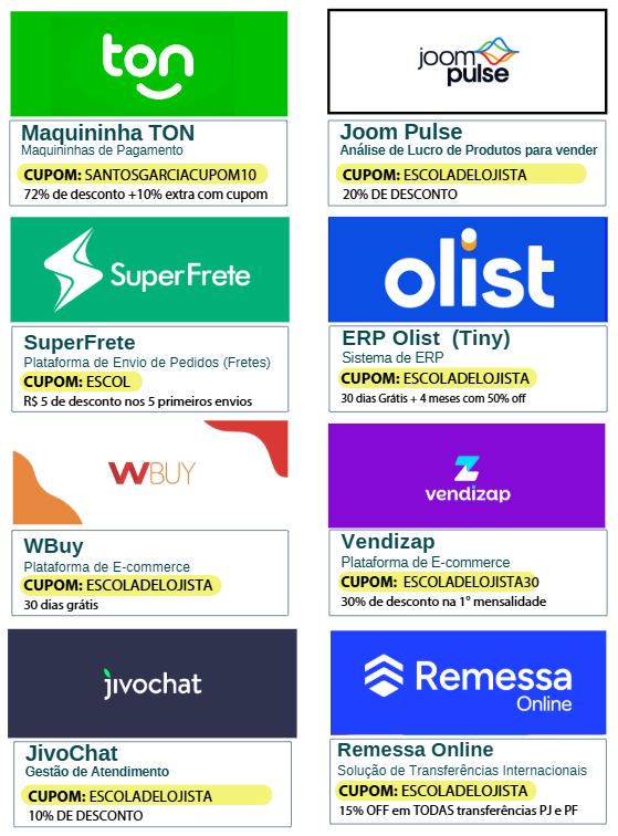 cupons de ferramentas para ecommerce