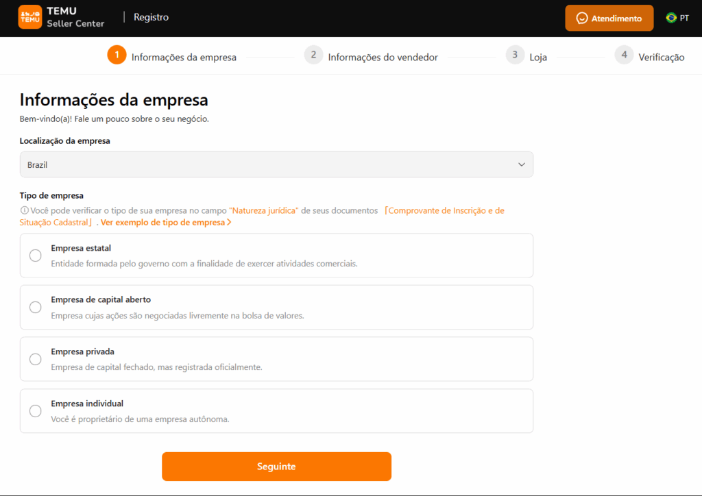 Como vender na Temu - Formulário para cadastro de vendedores Como vender na Temu - Formulário para cadastro de vendedores